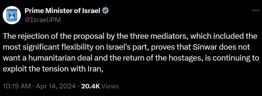 photo: israeli pm tweet